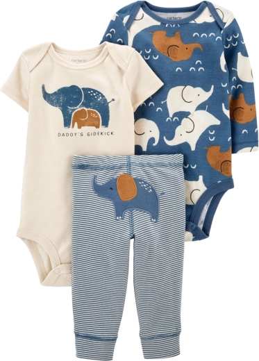 Carter’s háromrészes fiús szett Blue Elephant – hosszú és rövid ujjú body, valamint melegítőnadrág
