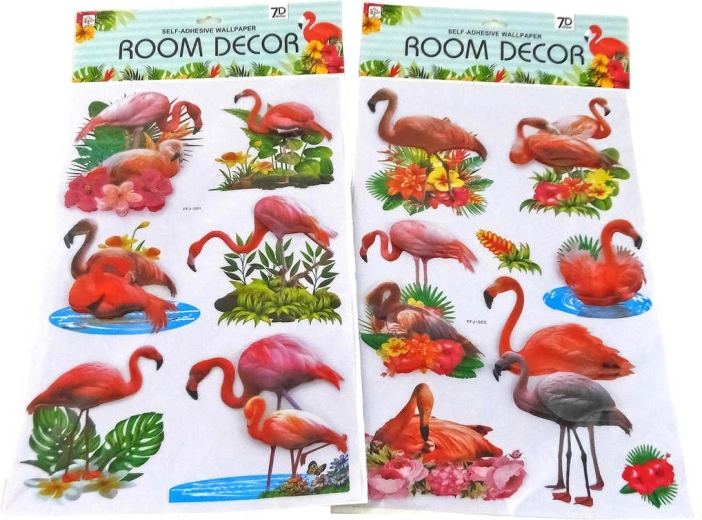 3D fali matricák flamingókkal - 1 készlet