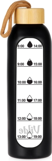 Vilde üveg vizespalack szilikon borítással, fekete 600 ml