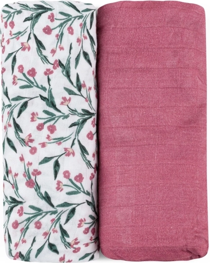 Petite&Mars bambusz muszlin pólyák Misty pink meadow 2 db 120 × 120 cm
