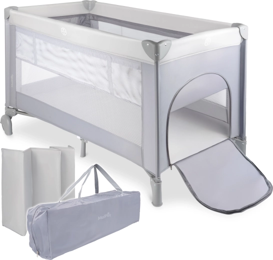 PILO utazóágy, szürke, 2 fekvésmagasság