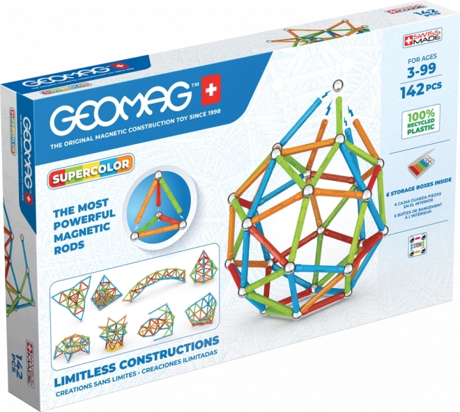 Geomag Supercolor építőkészlet 142 darab újrahasznosított műanyagból