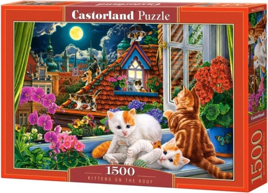 1500 darabos Puzzle "Macskák a tetőn"