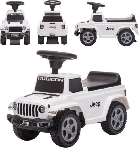 Jeep Rubicon gyermek lábbal hajtós járgány dudával és motorhanggal, fehér