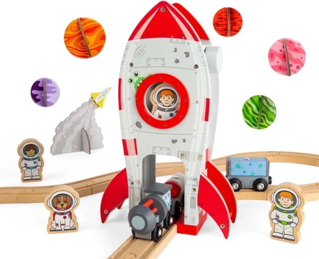 Bigjigs Rail űrrakéta – fa alagút a vonatpályához