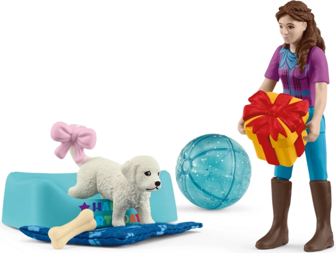 Schleich Pocket Set: születésnapi buli Lisával és kiskutyával
