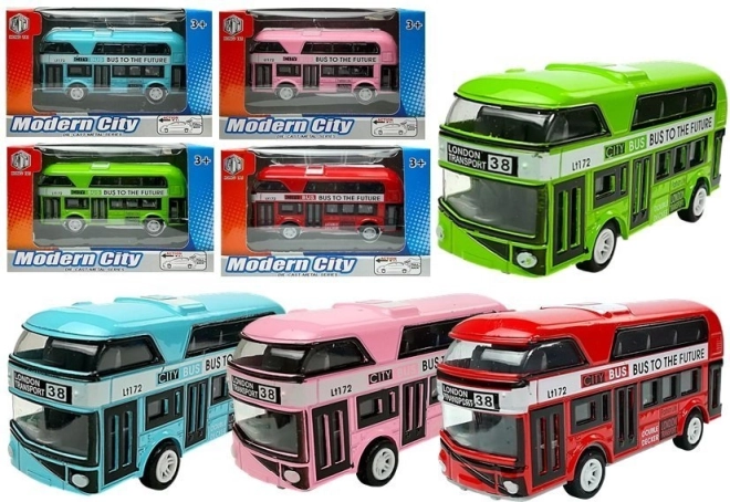 Kétszintes busz felhúzós meghajtással – fém modell 4 színben