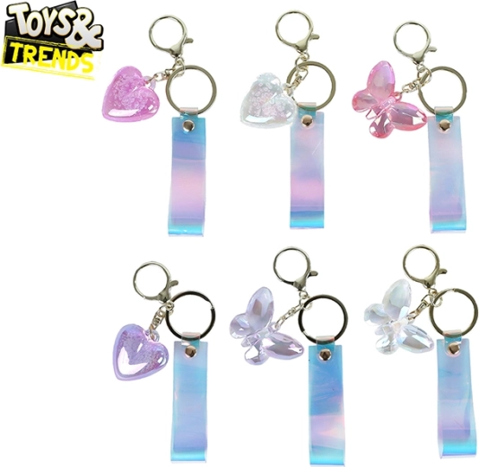 TOYS&TRENDS kulcstartó – szív vagy pillangó, műanyag, különböző színek