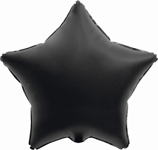 Matt fekete csillag alakú fólia lufi 44 cm