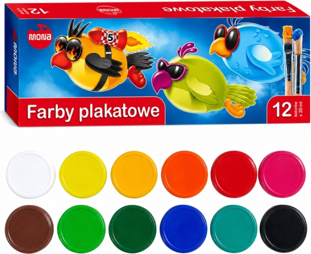 MONA iskolai plakátfestékek 12 szín 20 ml