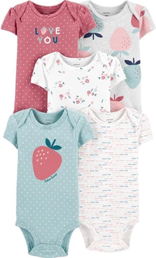 Carter's lány rövid ujjú body Strawberry, 5 db, 46-os méret