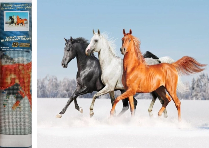 Gyémántfestés Ló trió 30x40cm