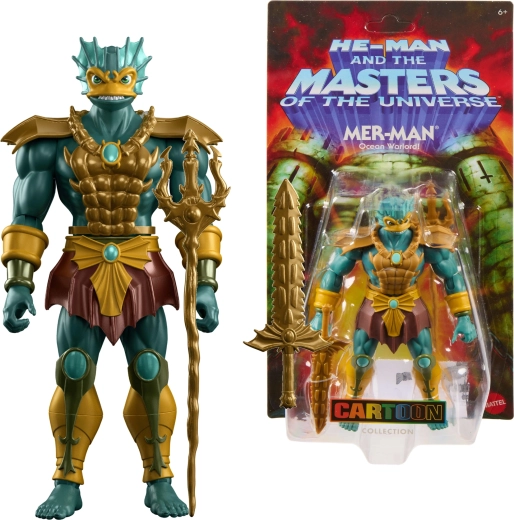 Mattel Masters of the Universe Origins Cartoon Collection 200X Tryton (Mer-Man) figura 15 cm, kiegészítőkkel