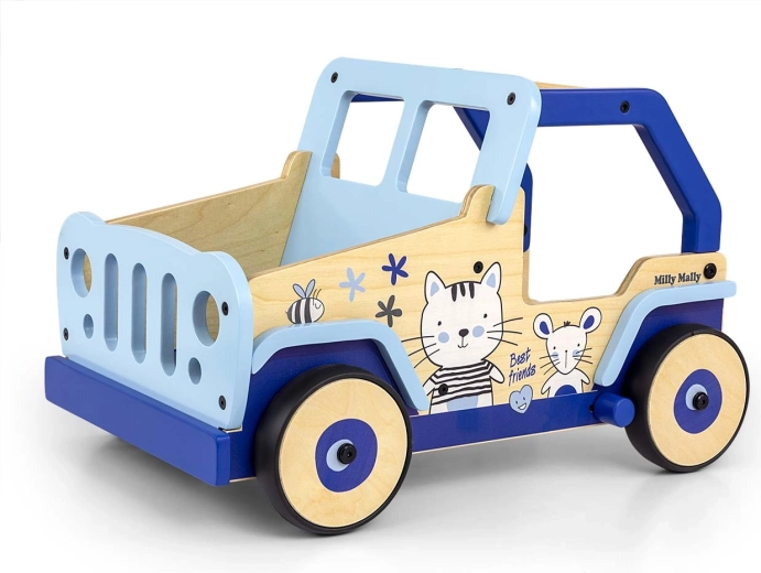 Fa járássegítő és toló autó Milly Mally Explorer cat and mouse