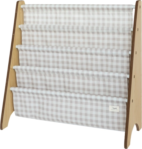 3 Sprouts könyvtartó állvány újrahasznosított anyagból, Gingham/Beige