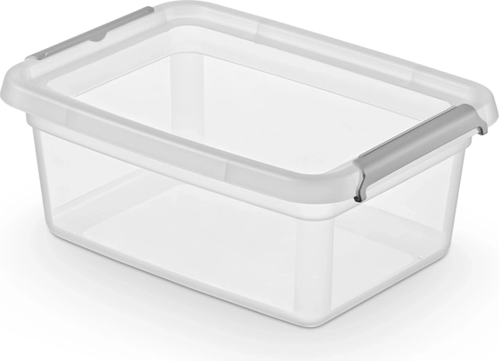 Basestore tárolódoboz fedéllel és csatos rögzítőkkel 12,5 l
