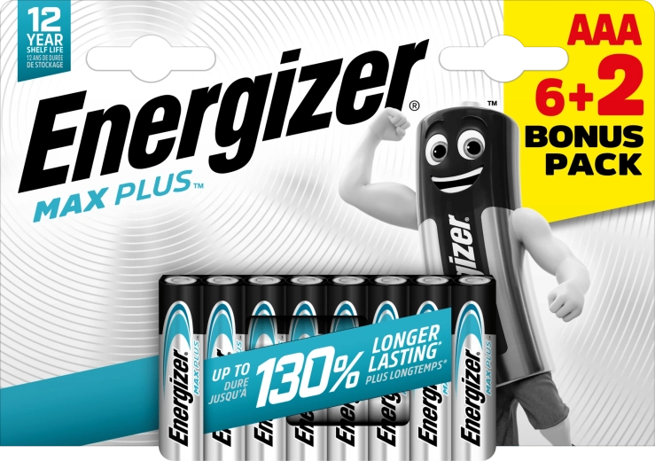 Energizer Max Plus AAA alkáli elemek 6+2 db