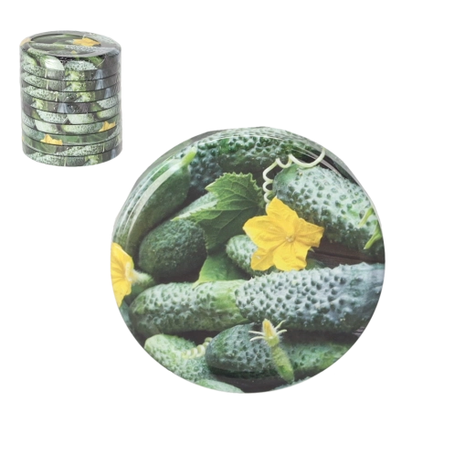 Uborkamintás befőttes tetőkészlet, 82 mm – 10 db