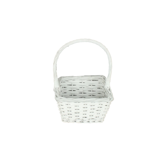 Fehér fonott kosár fogantyúval 20 × 20 × 12/30 cm