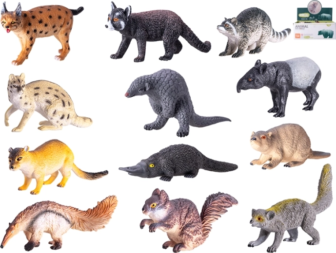 Erdőállatos műanyag figurák készlete 13–16 cm, 12 db