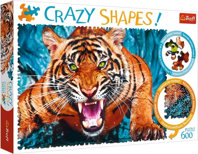 Puzzle Crazy Shapes 600 darabos Szembesítés Tigrissel Trefl
