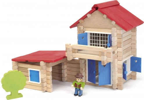 Jeujura Fa építőkészlet 140 darabos Házikó