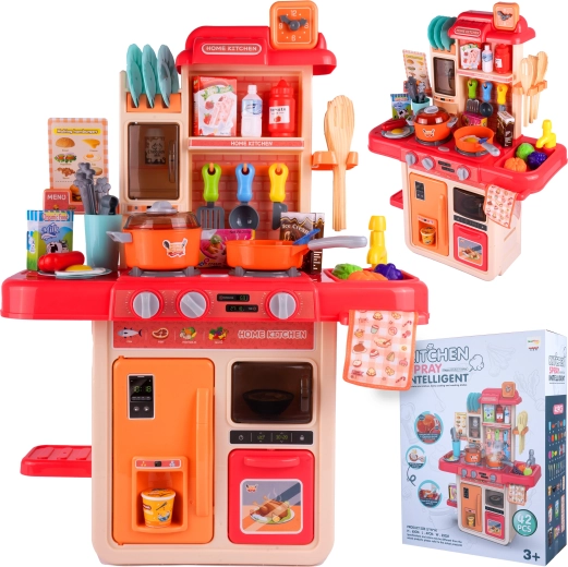 Rózsaszín gyerek konyha 63 cm 42 kiegészítővel