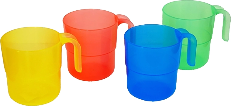 Egymásba rakható műanyag bögre 0,33 l – színes mix