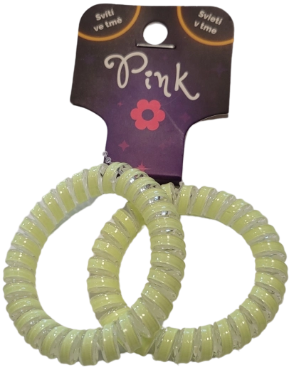 Világító spirál hajgumik PINK, 2 db