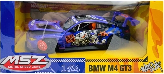 MSZ BMW M4 GT3 lila színű gyűjtői autómodell
