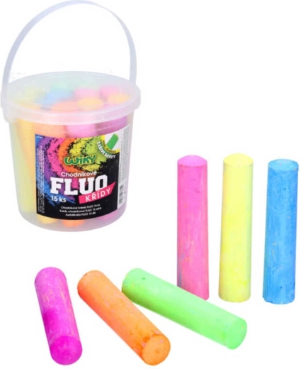 FLUO járdakréták vödörben, 15 db