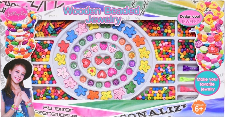 Fafűzhető fa gyöngyök dobozban