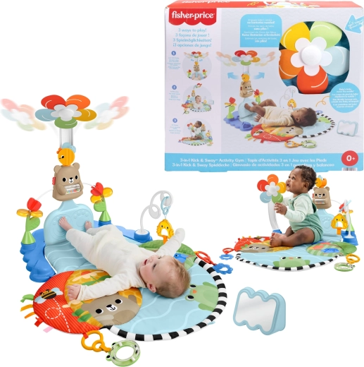 Fisher-Price oktató szenzoros játszószőnyeg 3 az 1-ben – Rúgj és pörgesd meg