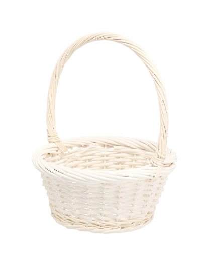 Fehér rattan kosár fogantyúval 25 × 25 × 12/31 cm