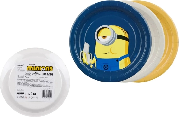Party papírtányérok Minyonok 18 cm (6 db, vegyes minták)