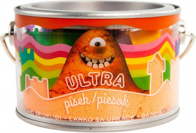 Narancssárga kinetikus homok 200 g formákkal