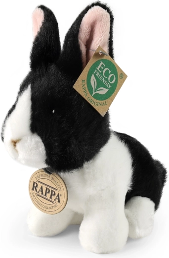 Rappa puha fekete-fehér ülő nyúl, 16 cm