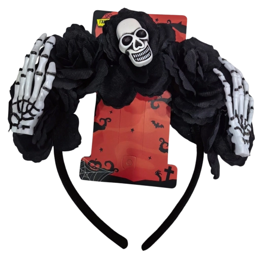 Halloween hajpánt koponyával és rózsákkal
