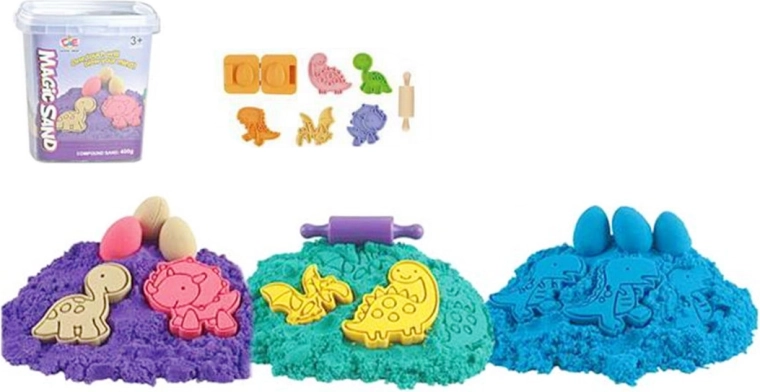 3D kinetikus homok kiegészítőkkel vödörben
