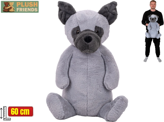 Plush Friends plüss kutya ülő 60 cm szürke