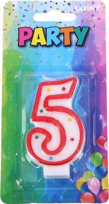 Party gyertya 5-ös szám piros