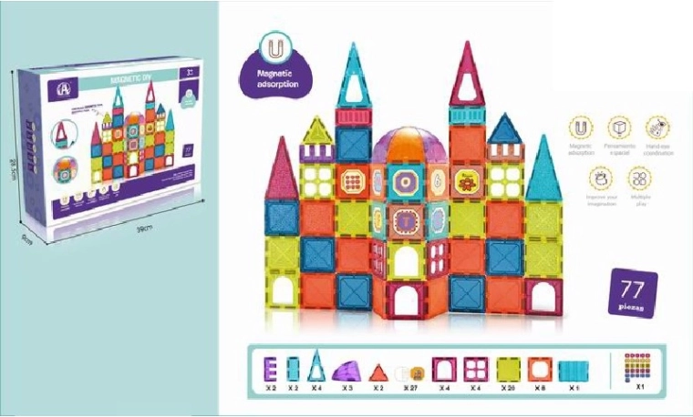 Mágneses 3D építőkészlet – 77 darab