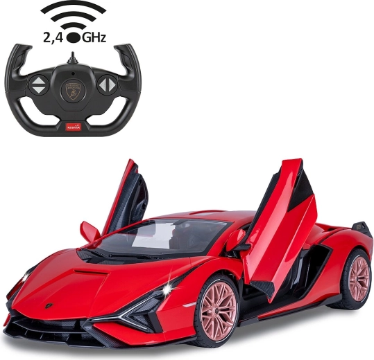 Jamara Lamborghini Sián FKP 37 RC autó 1:14 piros 2,4 GHz LED-del és kézzel nyitható ajtókkal