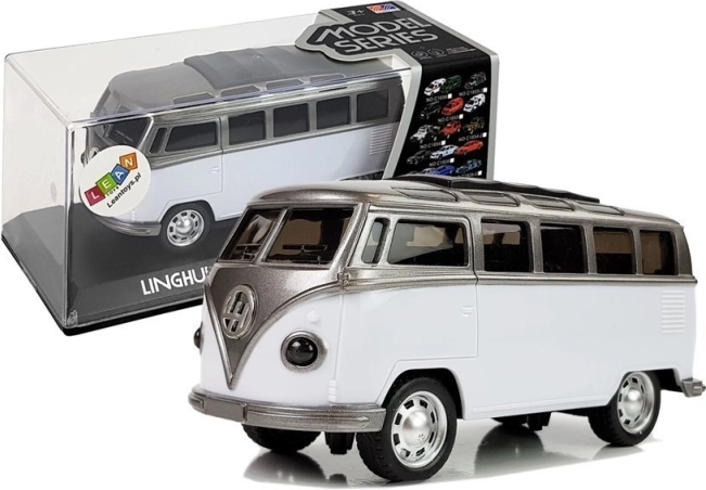 Húzós mechanikájú busz elemes világítással és hangokkal – fehér