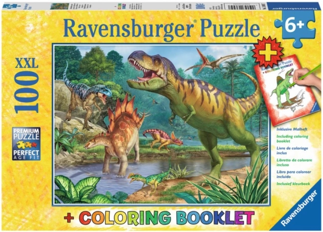 RAVENSBURGER őslények világa XXL 100 darabos puzzle + színezők