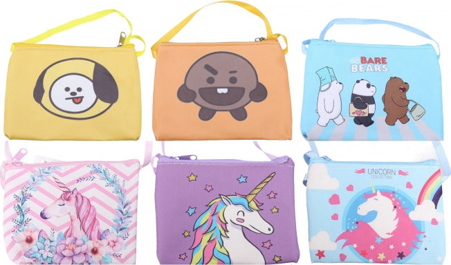 Gyerek textil nyakba akasztható pénztárca, vegyes színek