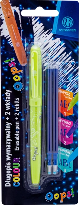 ASTRA OOPS! radírozható toll, 0,6 mm, tartalék betétekkel