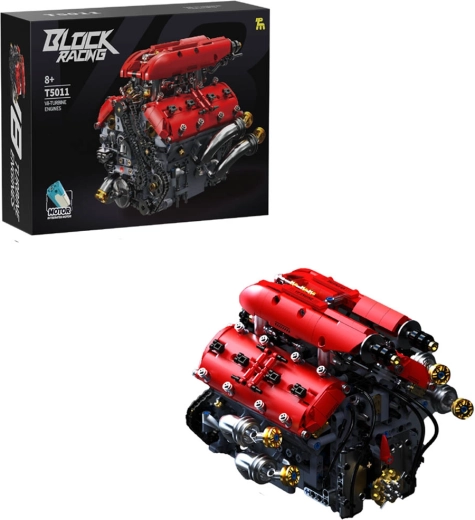 V8 turbómotor építőkészlet 1370 darabbal