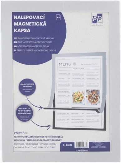 Öntapadós mágneses A5-ös tasak ezüst szegéllyel