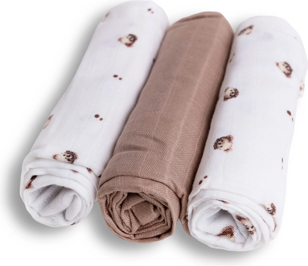 Babymatex bambusz pelenkák maci mintával 70 × 70 cm (3 db)